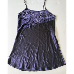 Morgan Taylor Intimates Slip Nightgown Dress M Purple Satin Velvet Coquiet Girl
